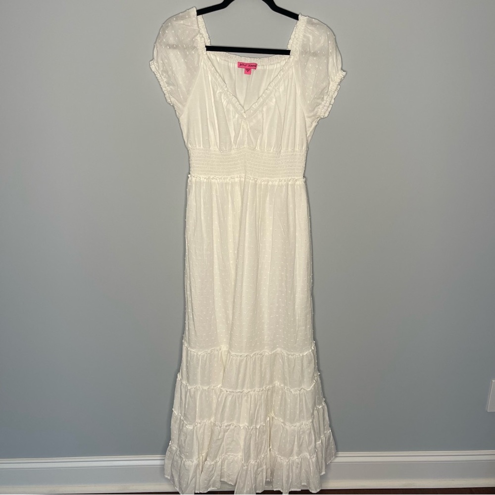 NWOT Betsey Johnson white tiered long dress